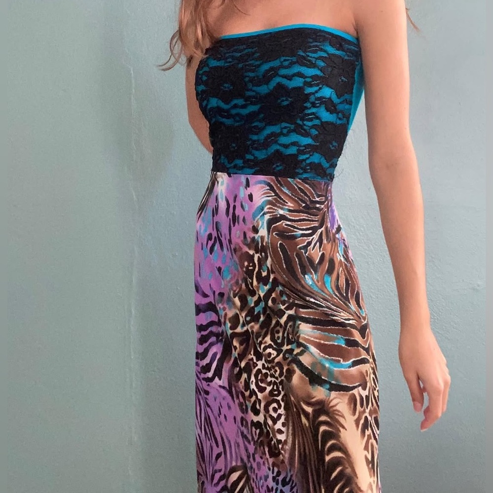 Strapless Y2K Handmade Animal Print Dress